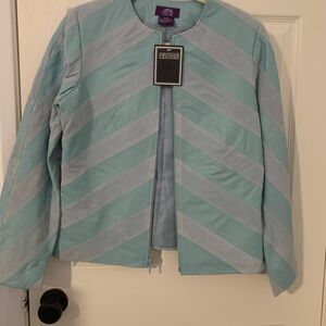 JS Collections Blue Blazer with Distinctive Chevron Stripes